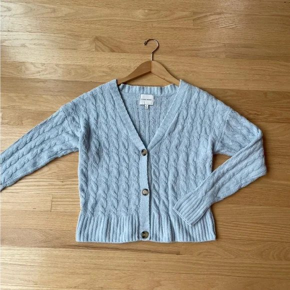 PINK ROSE Blue Button Up Sweater Size Small in Excellent Condition - Picture 2 of 8